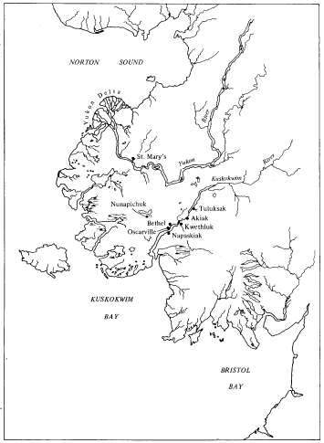 Location of villages in the Kukokwim Basin.