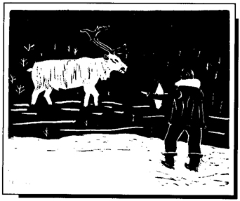 person and caribou